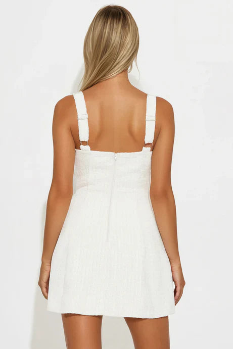 Leanna White Tweed Mini Dress – Pre-Order Bridal / Registry Look