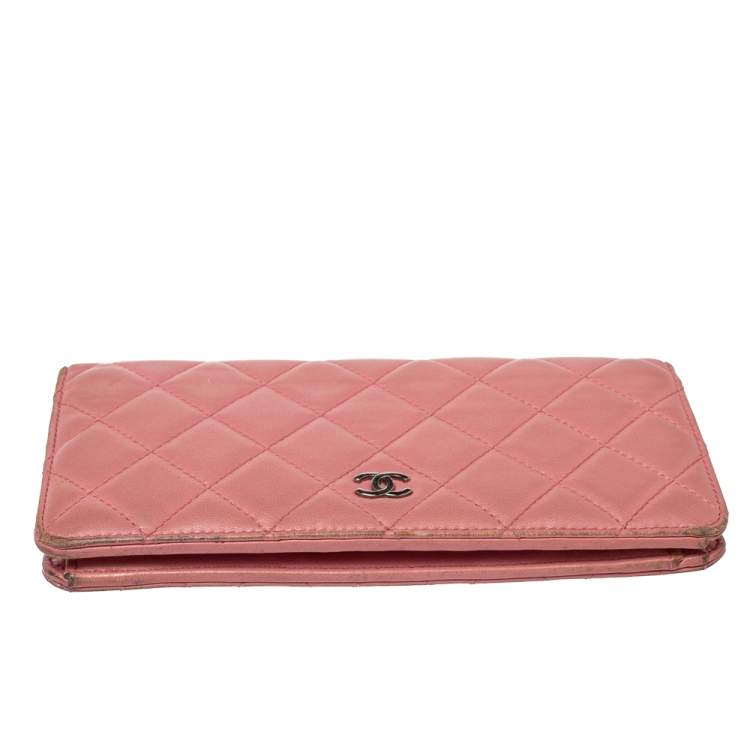 Chanel Pink Quilted Leather L Yen Wallet – Classic Long Bifold