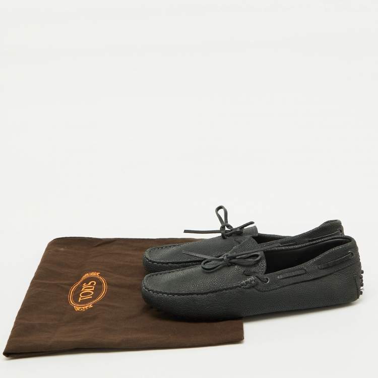 Tod’s Dark Grey Leather Gommino Bow Loafers - Size 39.5