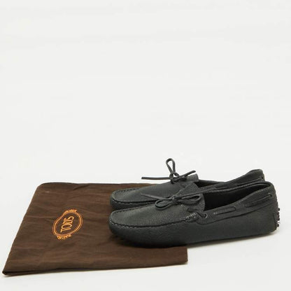 Tod’s Dark Grey Leather Gommino Bow Loafers - Size 39.5