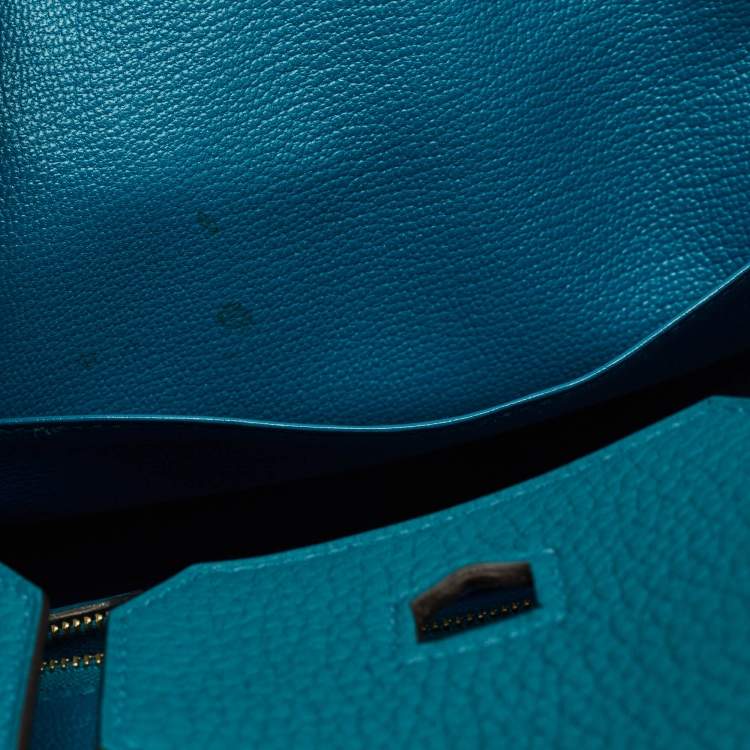 Hermes Blue Izmir Clemence Leather Birkin 30 Bag