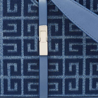Givenchy Blue Monogram Denim & Leather Cut Out Chain Bag