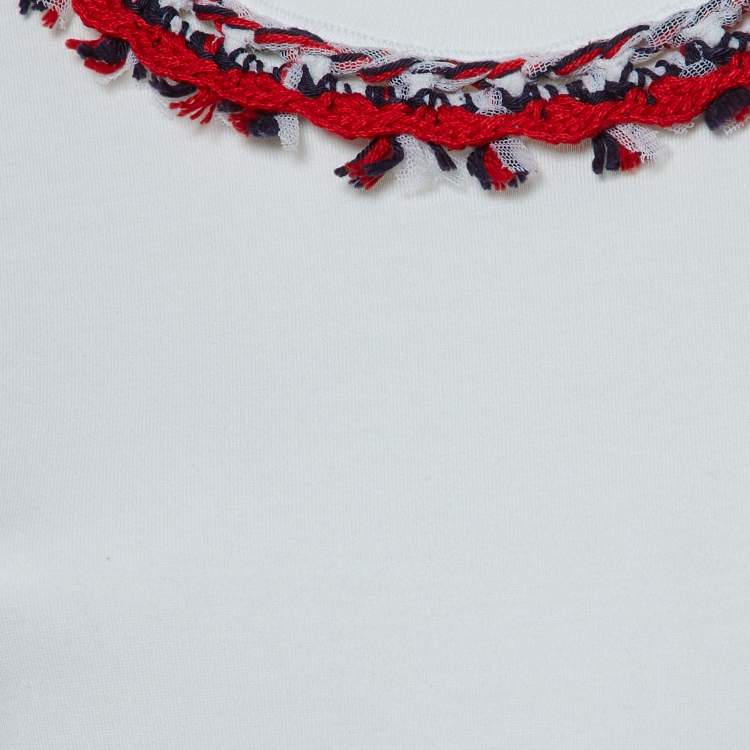 Dolce & Gabbana White Cotton Tweed Trim T-Shirt - Size S