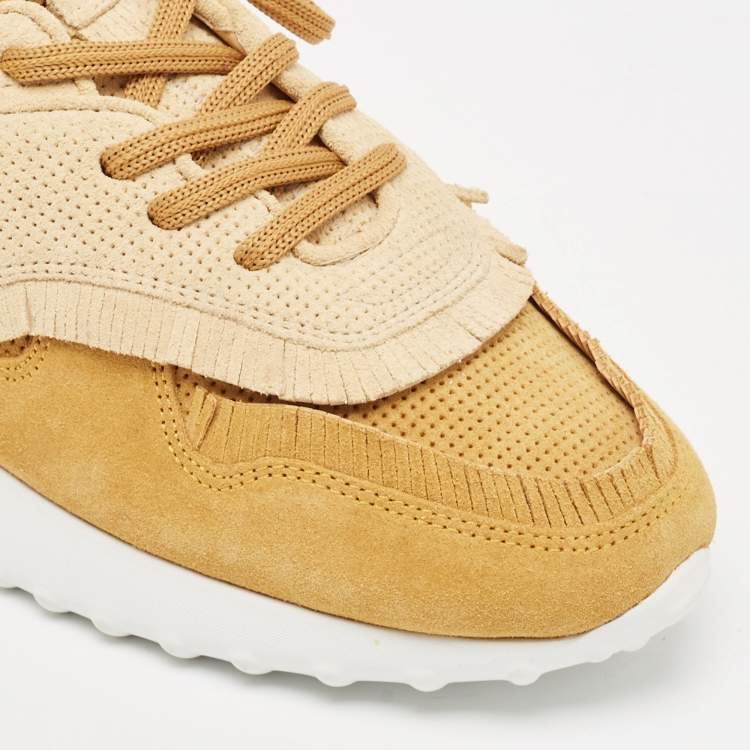 Tod’s Brown & Beige Perforated Suede Fringe Sneakers - Size 39