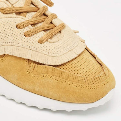 Tod’s Brown & Beige Perforated Suede Fringe Sneakers - Size 39