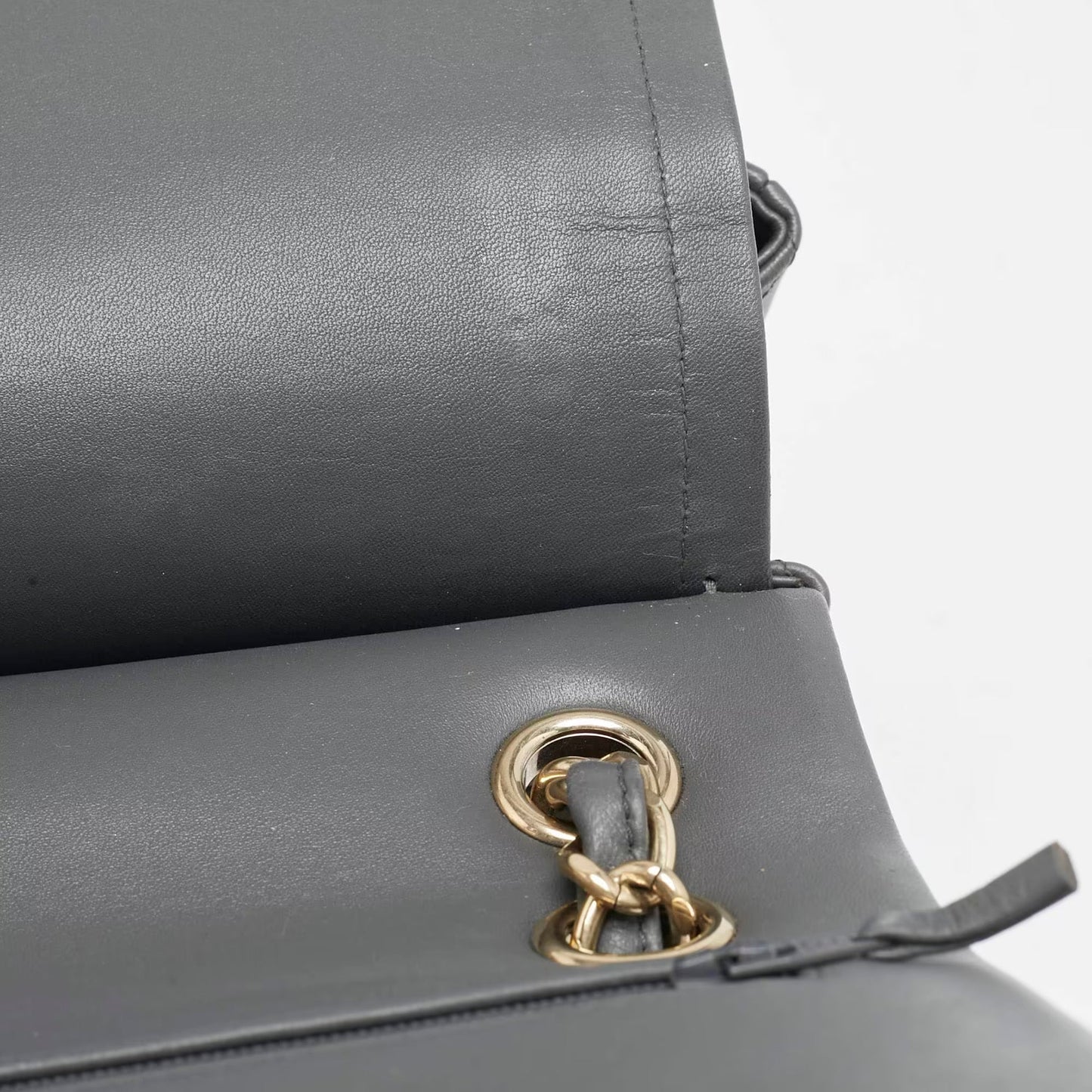 Chanel Grey Quilted Leather Jumbo Classic Double Flap Bag