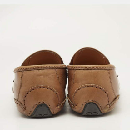 Valentino Brown Leather VLogo Loafers Size 41