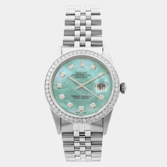 Rolex Datejust 16014 Teal Stainless Steel 45mm