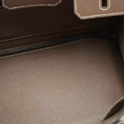 Hermès Birkin 25 Etoupe Tadelakt Leather Bag