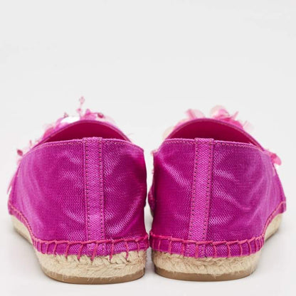 Dior Pink Embellished Espadrille Flats Size 36