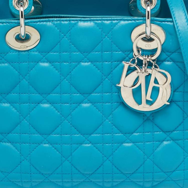 Dior Turquoise Blue Medium Lady Dior Tote