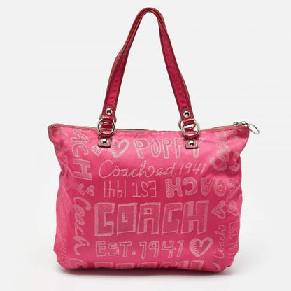 Coach Pink Canvas & Patent Leather Poppy Glam Tote