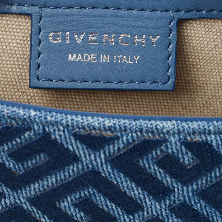 Givenchy Blue Monogram Denim & Leather Cut Out Chain Bag