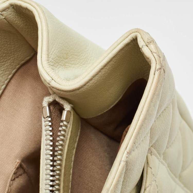 Chanel Cream Quilted Caviar Leather CC Tote