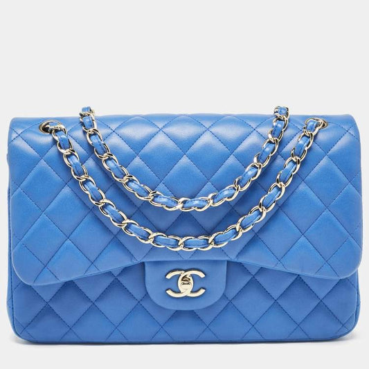 Chanel Blue Quilted Leather Jumbo Classic Double Flap Bag