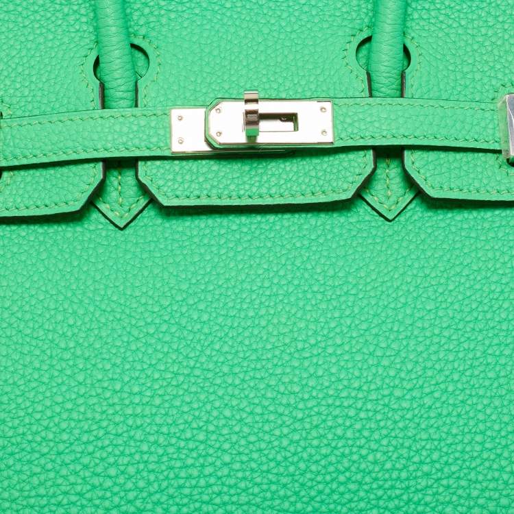 Hermès Vert Comic Togo Leather Palladium Finish Birkin 25 Bag