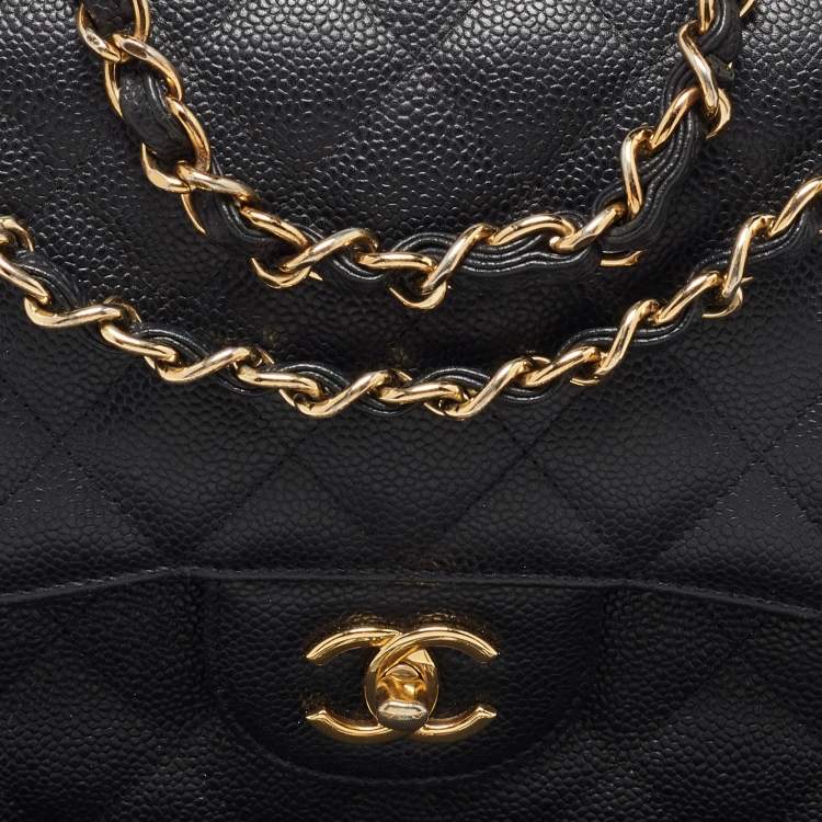 Chanel Jumbo Classic Double Flap Bag in Black Caviar Leather