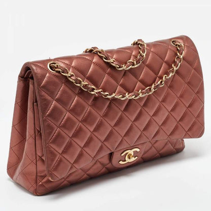 Chanel Copper Quilted Leather Maxi Classic Double Flap Bag – Rare Color