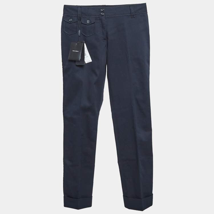 Dolce & Gabbana Navy Blue Gabardine Cropped Trousers – Size S