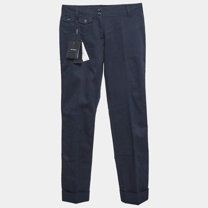 Dolce & Gabbana Navy Blue Gabardine Cropped Trousers – Size S