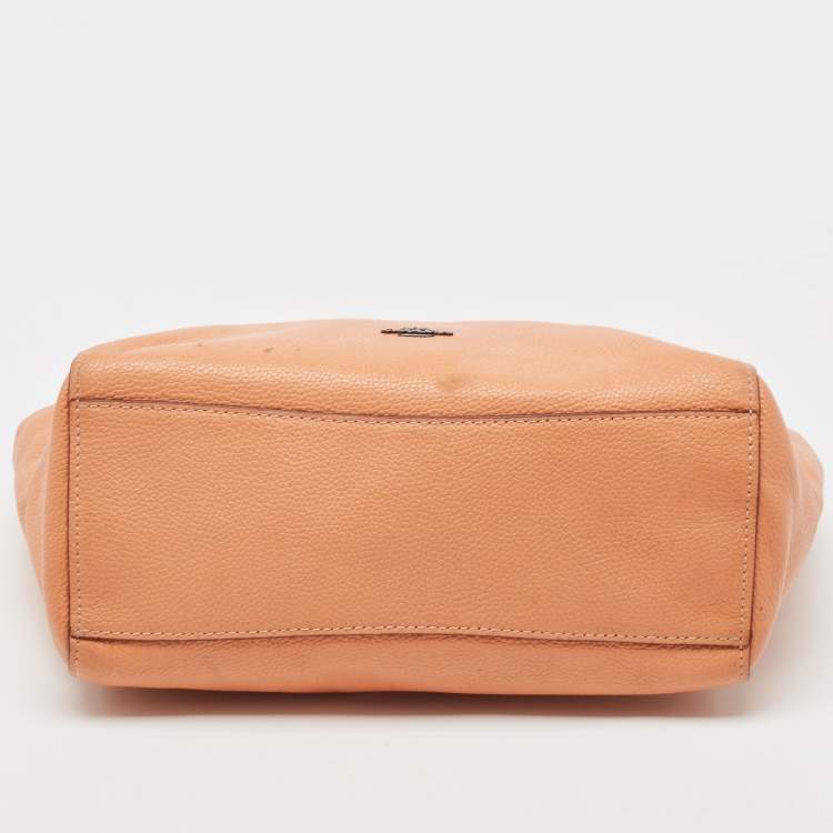 Coach Peach Leather Chain Tote Bag – Turnlock Detail