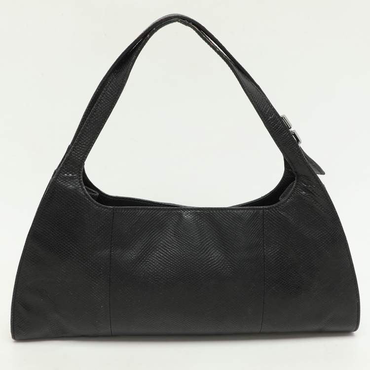 Gucci Black Karung Leather Shoulder Bag