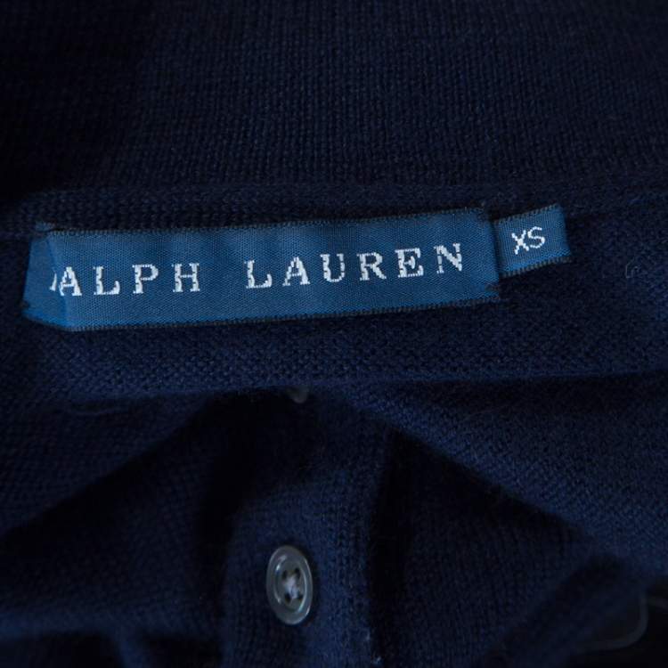 Ralph Lauren Navy Blue Cashmere & Silk Knit Polo Midi Dress – Size XS