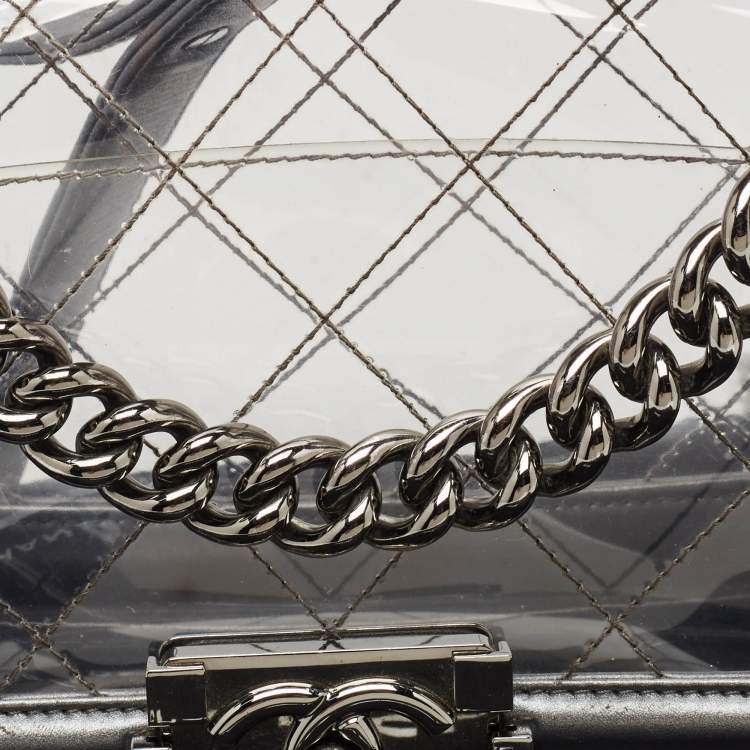 Chanel Grey/Clear Quilted PVC & Leather Small