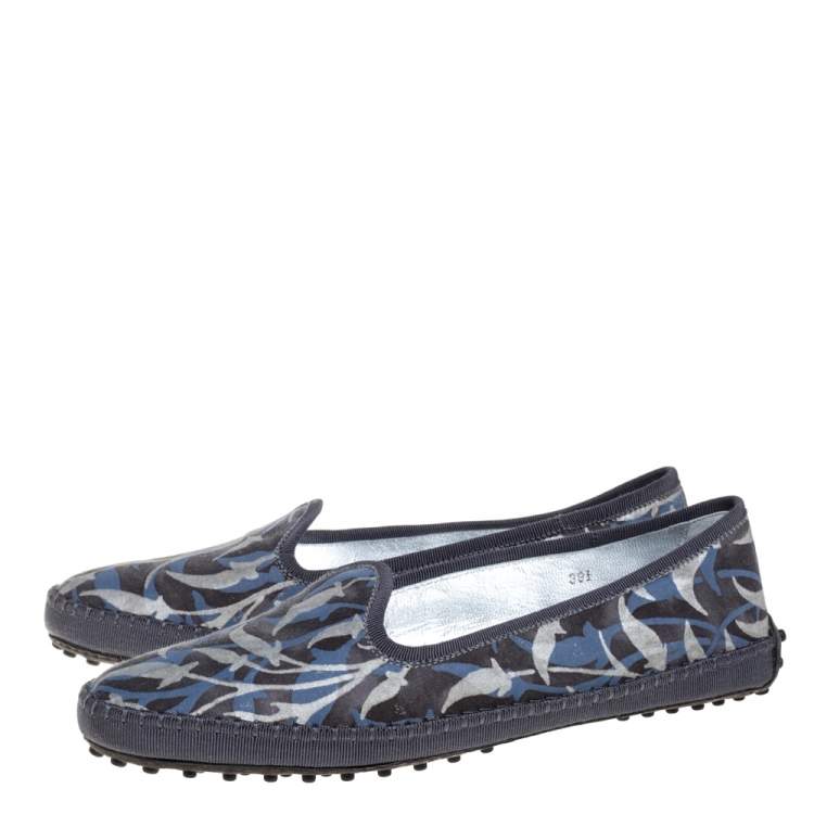 Tod’s Multicolor Floral Canvas Gommino Smoking Slippers - Size 39.5