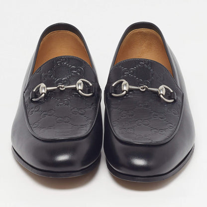 Gucci Jordy Size 43 Black Guccissima Leather Loafers