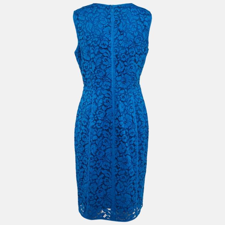 CH Carolina Herrera Blue Lace Floral Sheath Dress – Size L – Brand New