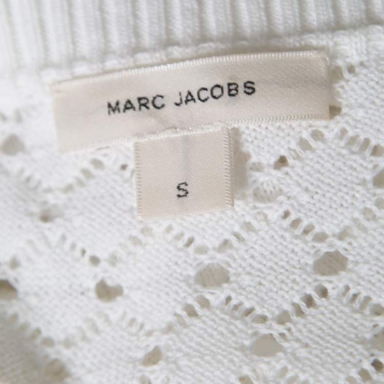 Marc Jacobs White Knit Crop Top – Fish Scale Pattern – Size S