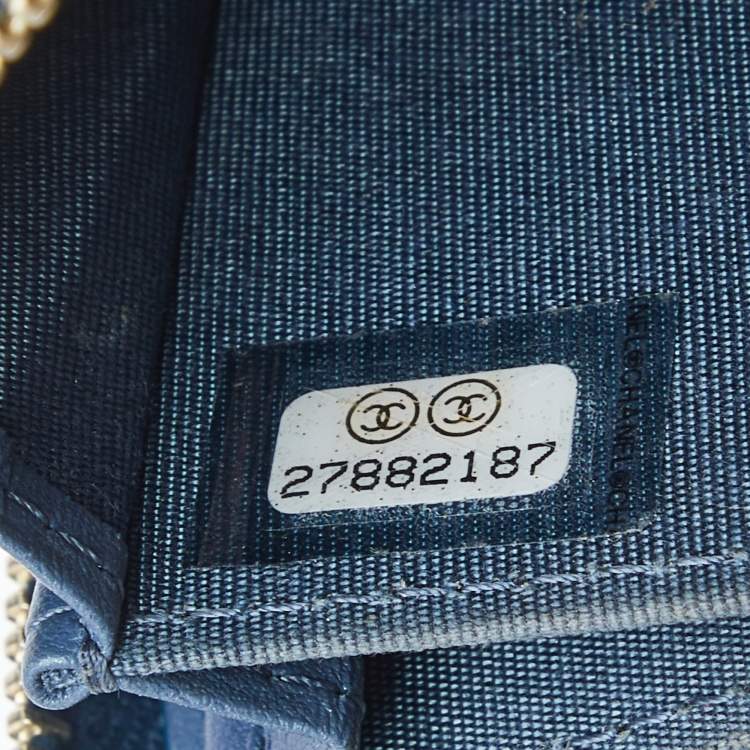 Chanel Zipped Coin Purse in Blue Shimmer Caviar Leather