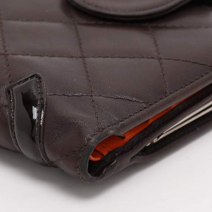 Chanel Brown Quilted Leather Cambon Ligne Compact Wallet
