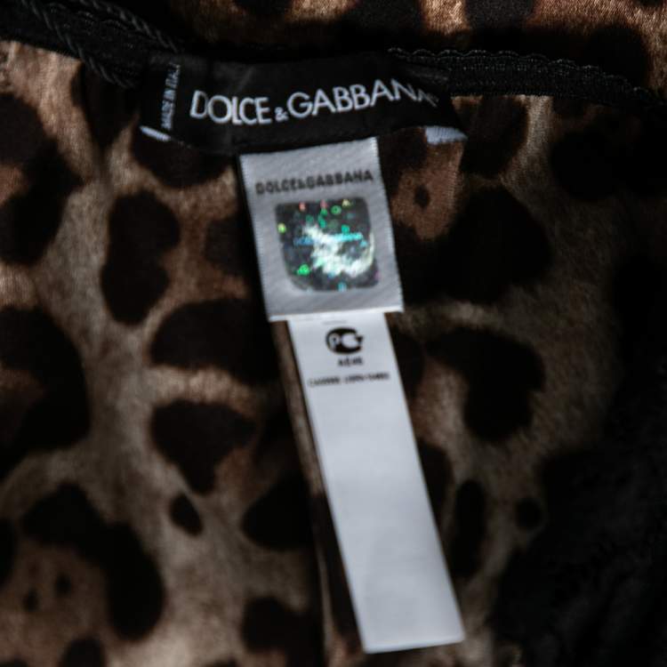 Dolce & Gabbana Leopard Print Silk Lace Trim Top – Size XL – Brand New