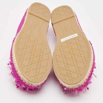 Dior Pink Embellished Espadrille Flats Size 36