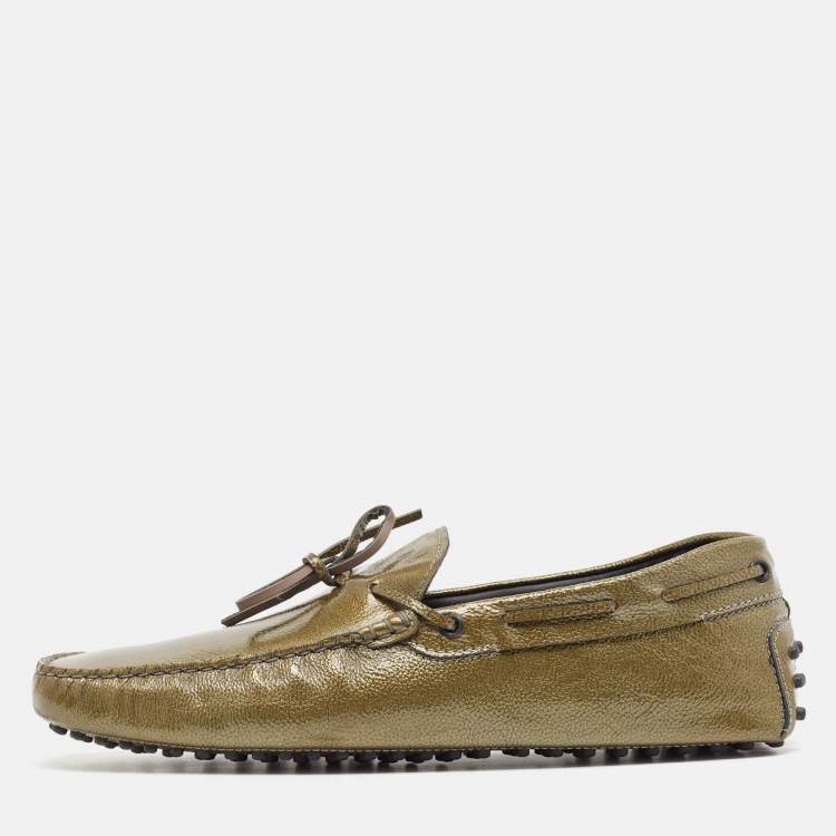 Tod’s Green Patent Leather Driver Loafers – Size 44.5