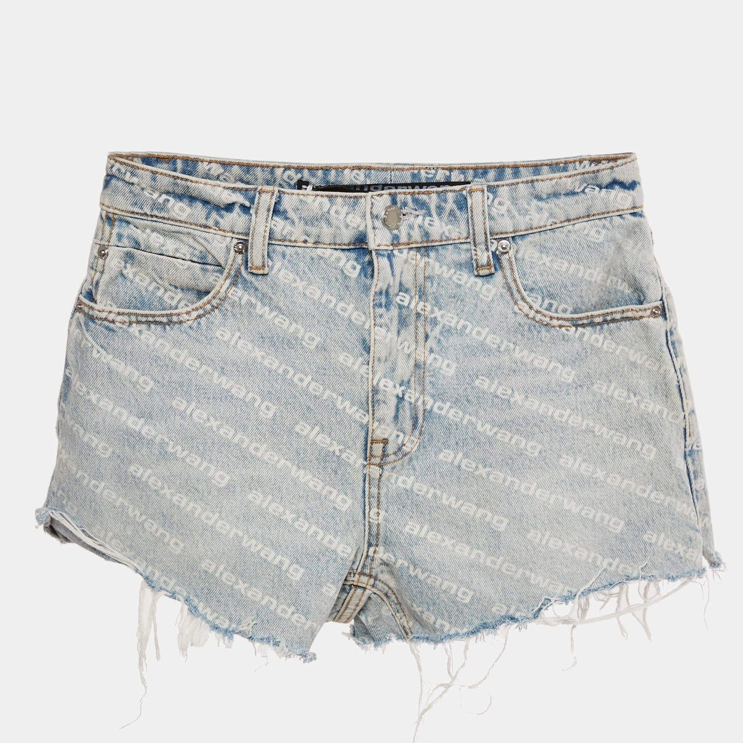 Alexander Wang Blue Denim Bite Highrise Shorts S/Waist 27"