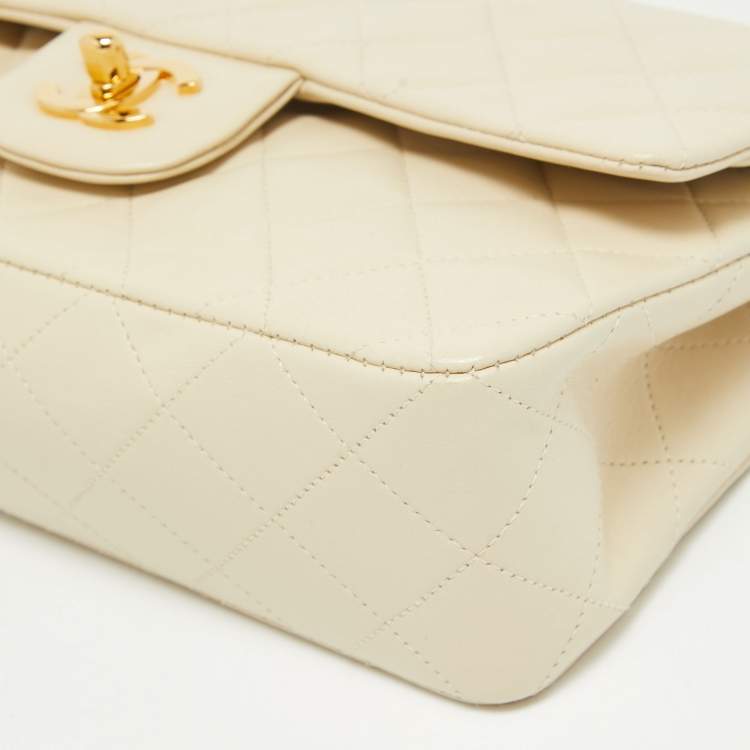 Chanel Small Classic Double Flap Bag in Cream Quilted Leather