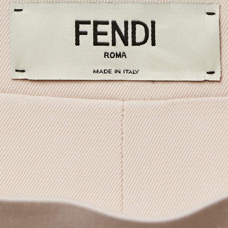 Fendi Light Pink Gabardine Zip-Up Midi Skirt Size S