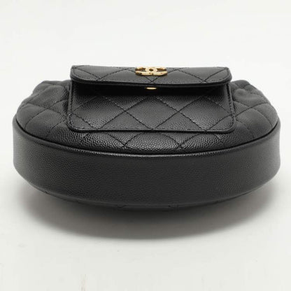 Chanel Mini Round Hobo in Black Quilted Caviar Leather