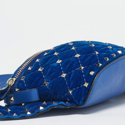 Valentino Blue Quilted Velvet Rockstud Belt Bag