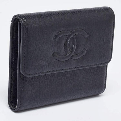 Chanel Black Timeless CC Flap Trifold Wallet – Caviar Leather