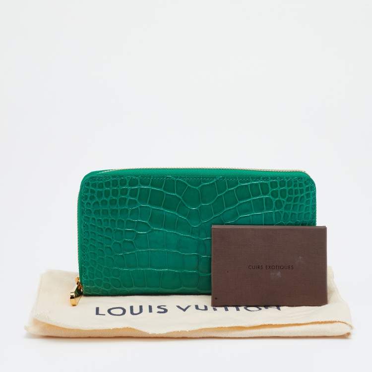 Louis Vuitton Green Alligator Leather Zippy Wallet
