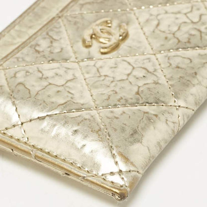 Chanel Gold Quilted Leather CC Card Holder