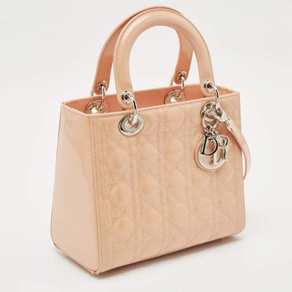 Dior Medium Lady Dior Tote – Peach Patent Cannage Leather