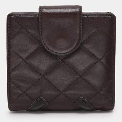 Chanel Brown Quilted Leather Cambon Ligne Compact Wallet