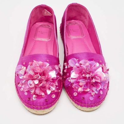 Dior Pink Embellished Espadrille Flats Size 36