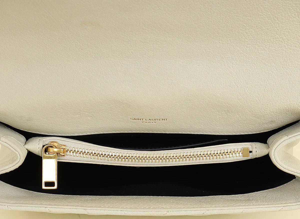 YSL Vintage Blanc College Medium Shoulder Bag