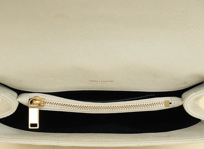 YSL Vintage Blanc College Medium Shoulder Bag